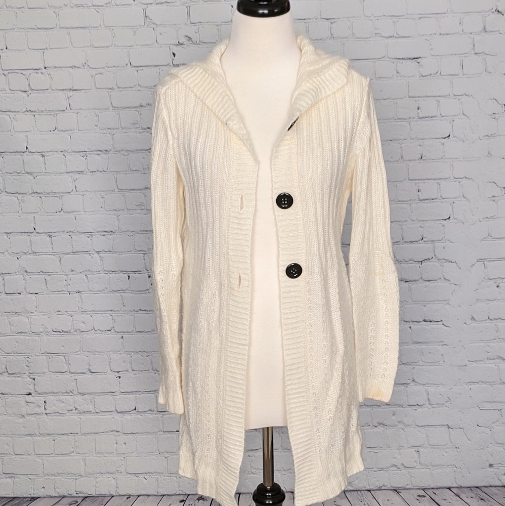 Cato Long Cream Hooded Sweater M